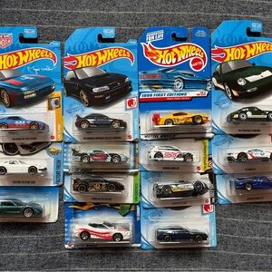 Hot Wheels Toy Cars Collection - Black and Blue Sports Vehicles